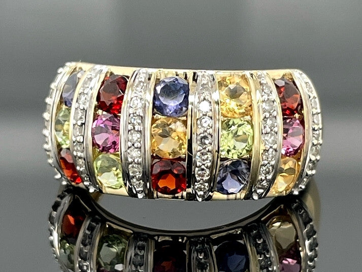RING AUS 375/- GELBGOLD mit Multi Edelsteinen (ca. 1,9 ct.)