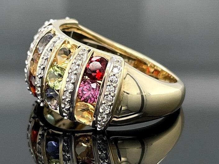 RING AUS 375/- GELBGOLD mit Multi Edelsteinen (ca. 1,9 ct.)