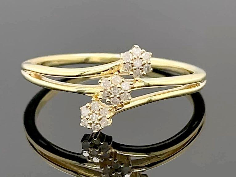 RING AUS 925/- SILBER VERGOLDET MIT DIAMANTEN (GES.CA. 0,14 ct.)