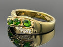 RING AUS 925/- SILBER VERGOLDET MIT CHROMDIOPSID & ZIRKON (GES. CA. 0,80 ct.)