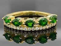 RING AUS 925/- SILBER VERGOLDET MIT CHROMDIOPSID & ZIRKON