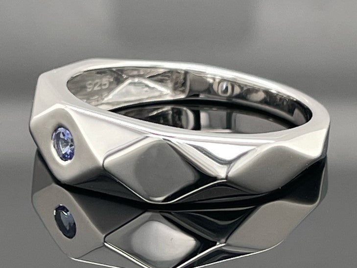 RING AUS 925/- SILBER RHODINIERT MIT TANSANIT AA
