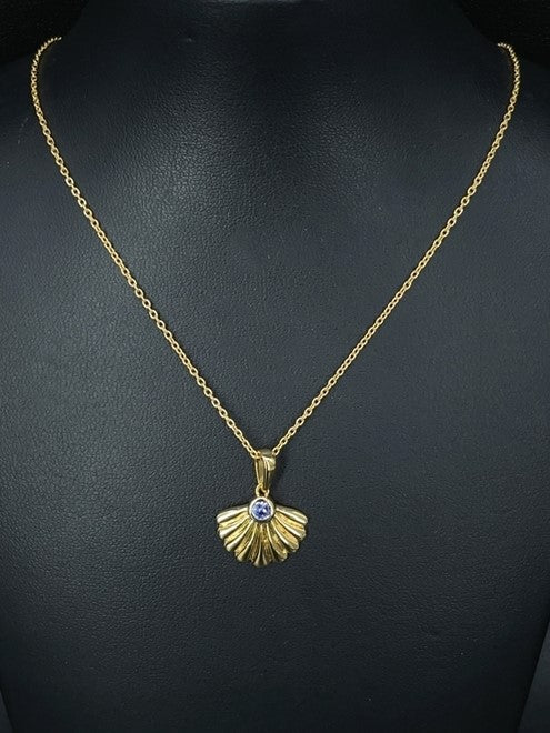 KETTE MIT ANHÄNGER 925/-SILBER VERGOLDET MIT TANSANIT (CA.0,12 ct.)