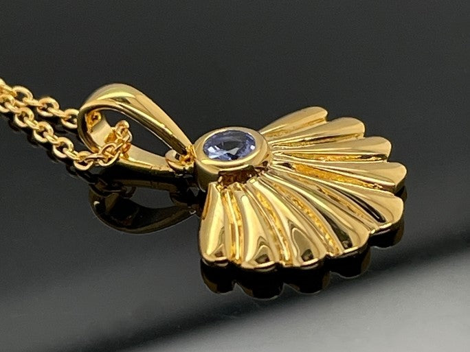 KETTE MIT ANHÄNGER 925/-SILBER VERGOLDET MIT TANSANIT (CA.0,12 ct.)