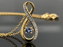 KETTE MIT ANHÄNGER 925/-SILBER VERGOLDET MIT TANSANIT & ZIRKON