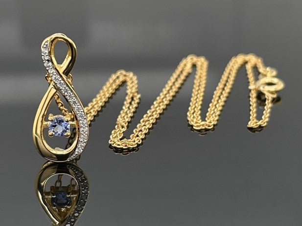KETTE MIT ANHÄNGER 925/-SILBER VERGOLDET MIT TANSANIT & ZIRKON