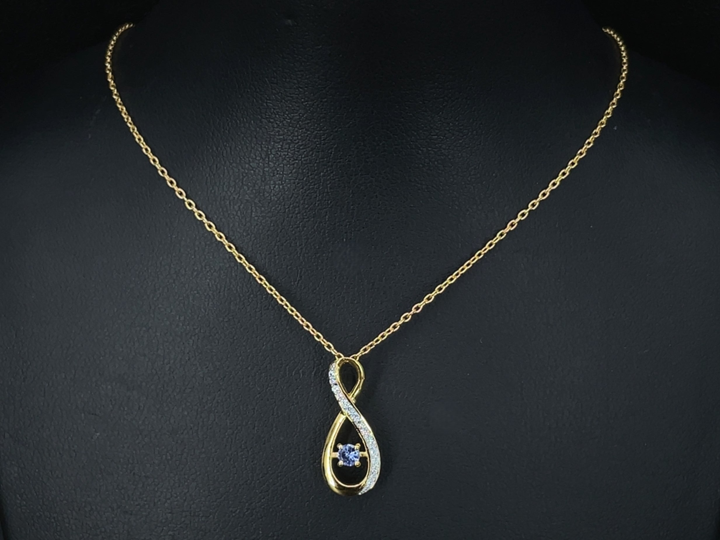 KETTE MIT ANHÄNGER 925/-SILBER VERGOLDET MIT TANSANIT & ZIRKON