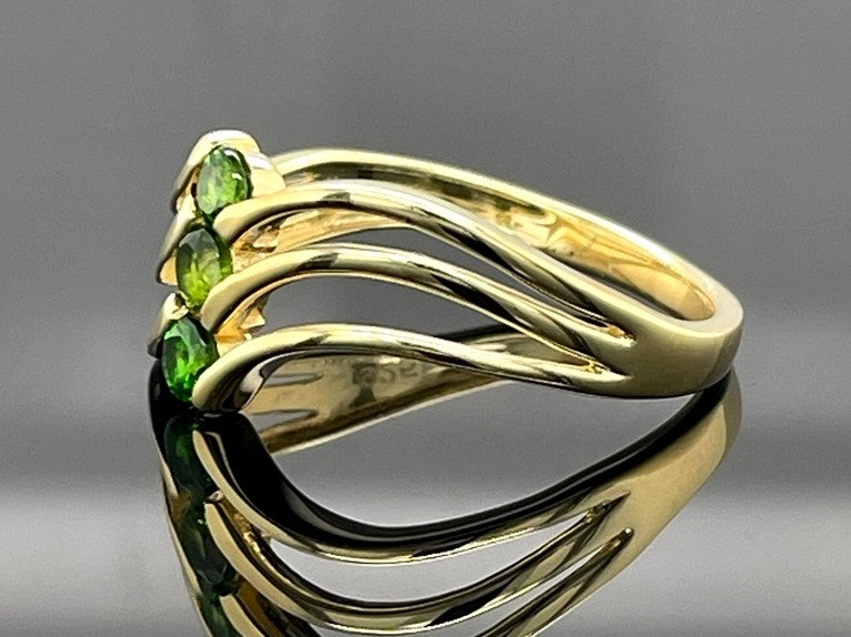 RING AUS 925/- SILBER VERGOLDET MIT CHROMDIOPSID (GES.CA.0,35 ct.)