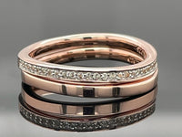 RING 2ER SET AUS 925/- SILBER ROSÉVERGOLDET MIT WEIßTOPAS