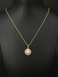 KETTE MIT ANHÄNGER 375/- GELBGOLD MIT SWZP & ZIRKONIA