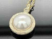 KETTE MIT ANHÄNGER 375/- GELBGOLD MIT SWZP & ZIRKONIA