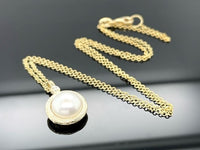 KETTE MIT ANHÄNGER 375/- GELBGOLD MIT SWZP & ZIRKONIA