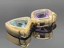 ANHÄNGER AUS 375/- GELBGOLD MIT AMETHYST & BLAUTOPAS