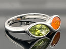 RING AUS 950/- PLATIN MIT PERIDOT & FEUEROPAL