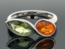 RING AUS 950/- PLATIN MIT PERIDOT & FEUEROPAL