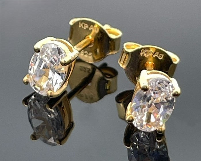 4-TLG. SET KETTE+ANHÄNGER+OHRSTECKER+RING AUS 925/-SILBER VERGOLDET MIT ZIRKONIA