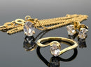 4-TLG. SET KETTE+ANHÄNGER+OHRSTECKER+RING AUS 925/-SILBER VERGOLDET MIT ZIRKONIA