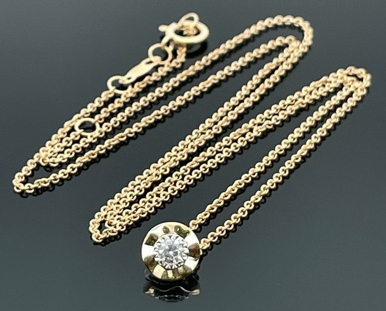 COLLIER AUS 585/- GELBGOLD MIT BRILLANT (CA. 0,07 CT.)