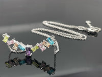 KETTE MIT ANHÄNGER AUS 925/- SILBER RHODINIERT MIT MULTI ZIRKONIA