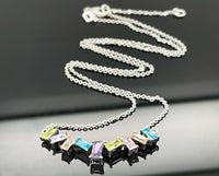 KETTE MIT ANHÄNGER AUS 925/- SILBER RHODINIERT MIT MULTI ZIRKONIA