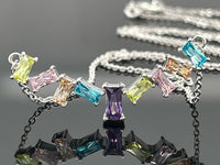 KETTE MIT ANHÄNGER AUS 925/- SILBER RHODINIERT MIT MULTI ZIRKONIA