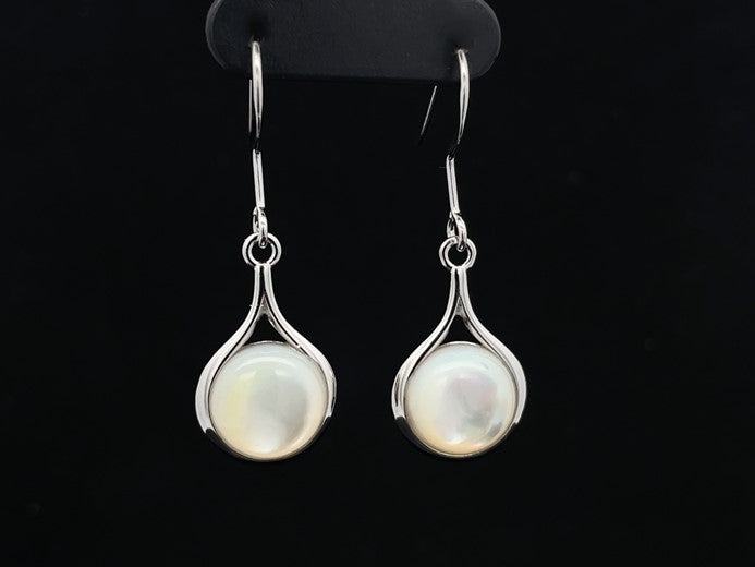 OHRHAKEN AUS 925/- SILBER RHODINIERT MIT PERLMUTT