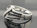 RING AUS 925/- SILBER RHODINIERT MIT ZIRKONIA