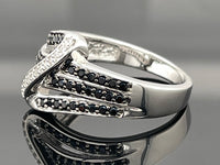 RING AUS 925/- SILBER RHODINIERT MIT ZIRKONIA