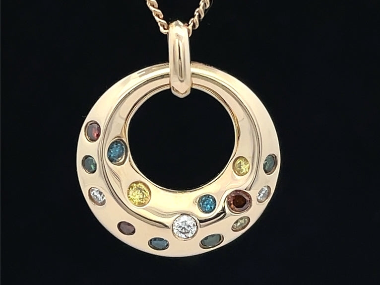 ANHÄNGER AUS 585/- GELBGOLD MIT MULTI BRILLANTEN (ges.ca. 0,35 ct.)