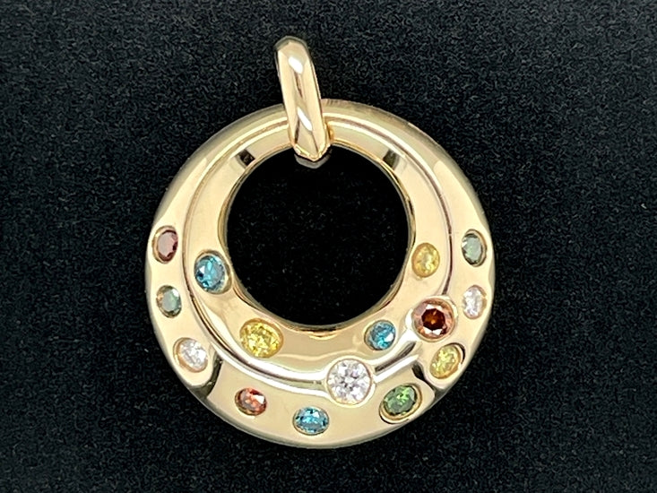 ANHÄNGER AUS 585/- GELBGOLD MIT MULTI BRILLANTEN (ges.ca. 0,35 ct.)