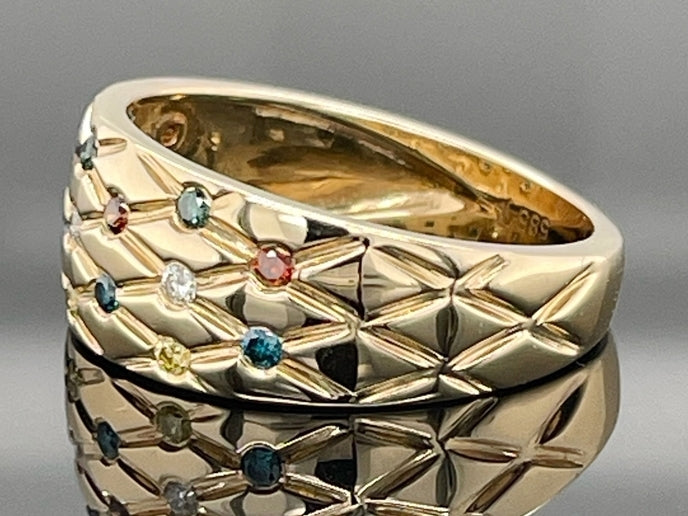 RING AUS 585/- GELBGOLD MIT MULTI BRILLANTEN BEH. (ges.ca. 0,255 ct.)