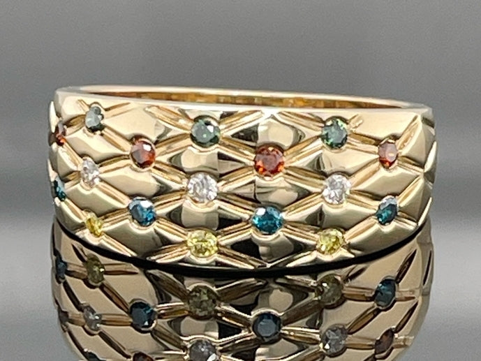 RING AUS 585/- GELBGOLD MIT MULTI BRILLANTEN BEH. (ges.ca. 0,255 ct.)