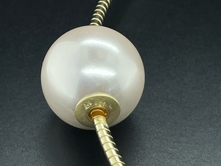 OMEGAREIF & GLEITER AUS 925/- SILBER GELBGOLDPLATTIERT MIT MUSCHELKERNPERLE