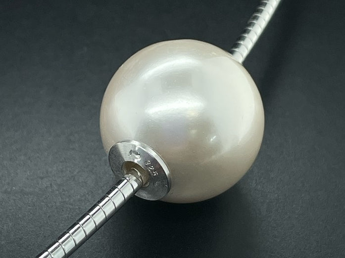 OMEGAREIF & GLEITER AUS 925/- SILBER RHODINIERT MIT MUSCHELKERNPERLE