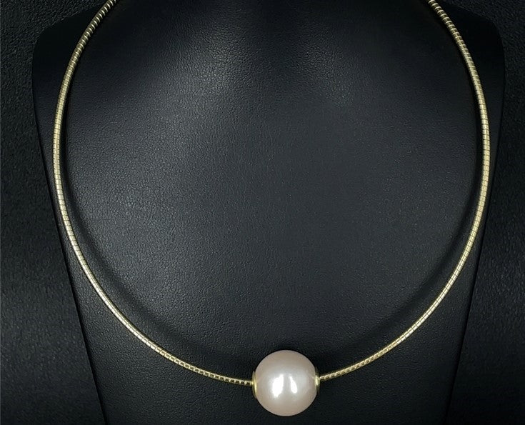 OMEGAREIF & GLEITER AUS 925/- SILBER GELBGOLDPLATTIERT MIT MUSCHELKERNPERLE