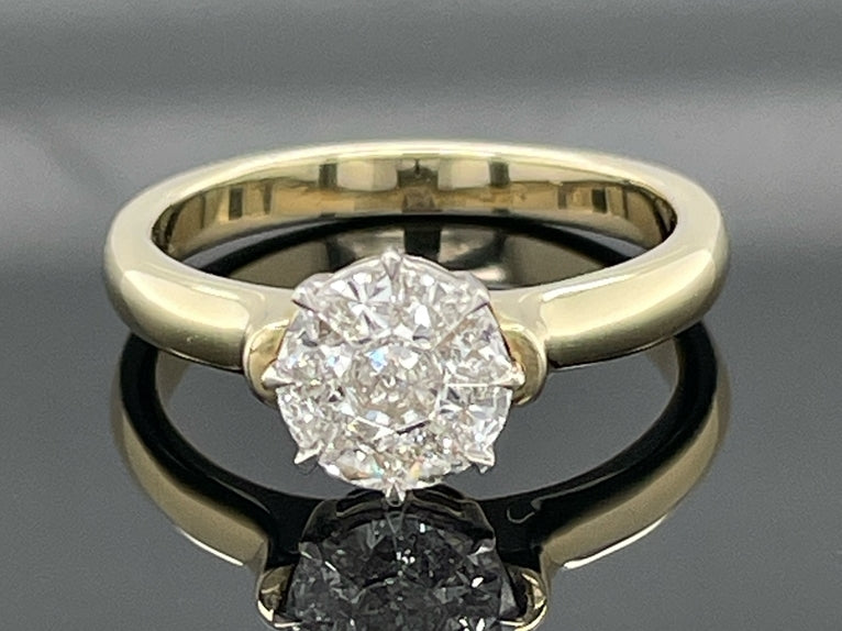 RING AUS 585/- GELBGOLD/WEIßGOLD MIT DIAMANTKOMPOSITION (CA. 0,40ct.)