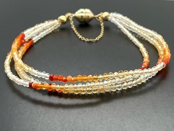 3-RHG ARMBAND 375/- GELBGOLD MIT FEUEROPAL