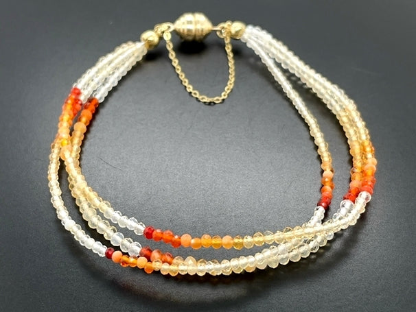 3-RHG ARMBAND 375/- GELBGOLD MIT FEUEROPAL