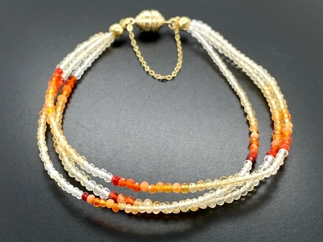 3-RHG ARMBAND 375/- GELBGOLD MIT FEUEROPAL
