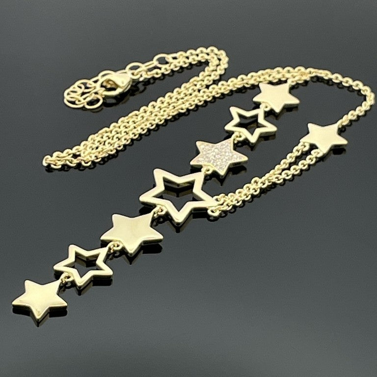 Y-COLLIER AUS 925/-SILBER GELBGOLDPLATTIERT MIT ZIRKONIA