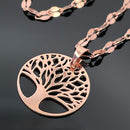 PLÄTTCHENKETTE MIT ANHÄNGER "BAUM DES LEBENS" AUS 925/-SILBER ROSÈVERGOLDET