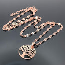 PLÄTTCHENKETTE MIT ANHÄNGER "BAUM DES LEBENS" AUS 925/-SILBER ROSÈVERGOLDET