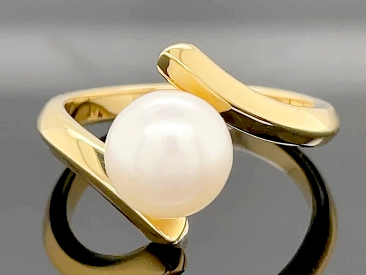 RING AUS 925/- SILBER VERGOLDET MIT SÜßWASSERZUCHTPERLE