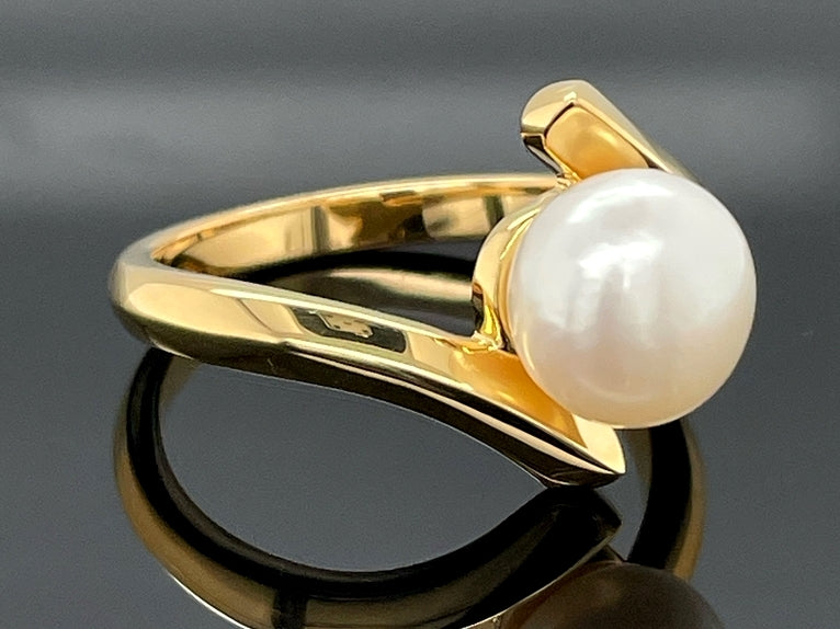 RING AUS 925/- SILBER VERGOLDET MIT SÜßWASSERZUCHTPERLE