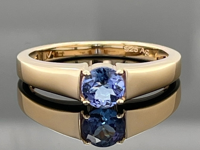 RING AUS 925/- SILBER VERGOLDET MIT TANSANIT