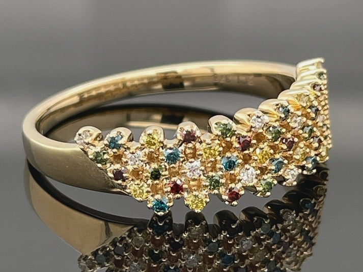 RING AUS 375/- GELBGOLD MIT MULTI BRILLANTEN BEH. (ges.ca. 0,55 ct.)