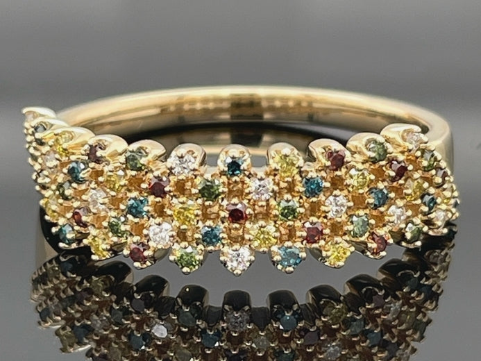 RING AUS 375/- GELBGOLD MIT MULTI BRILLANTEN BEH. (ges.ca. 0,55 ct.)
