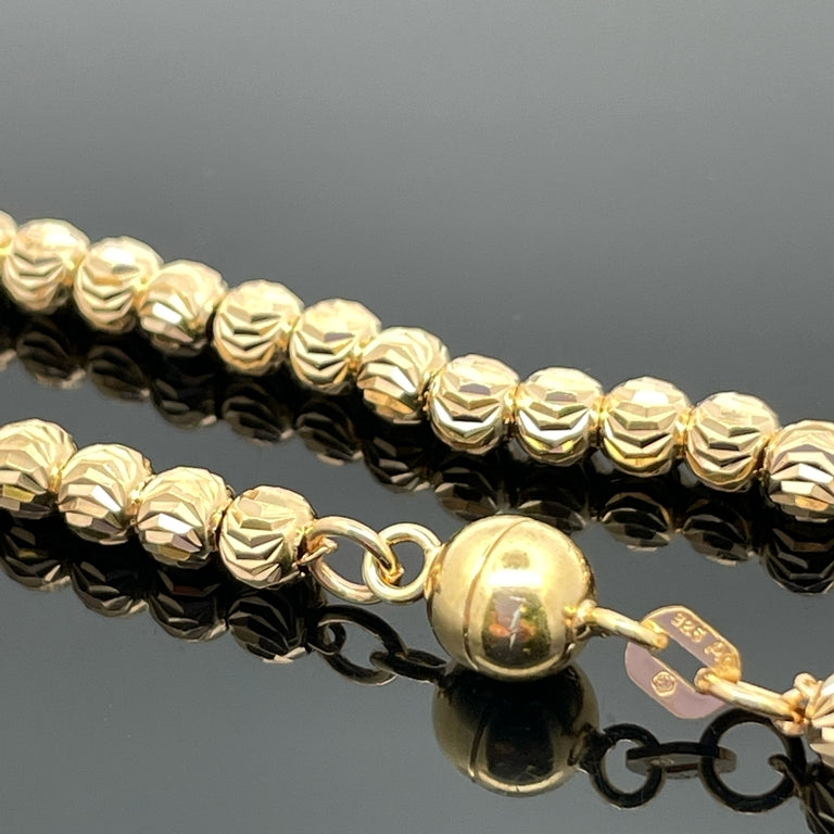 KUGELKETTE AUS 925/-SILBER GELBVERGOLDET MIT MAGNETVERSCHLUSS