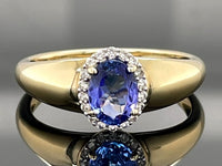 RING AUS 375/- GELBGOLD MIT TANSANIT AAAA & ZIRKON (GES.CA.0,90ct.)