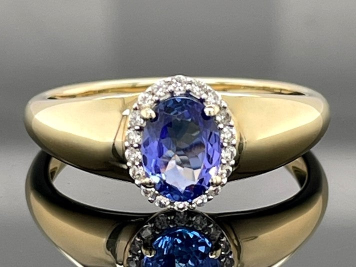 RING AUS 375/- GELBGOLD MIT TANSANIT AAAA & ZIRKON (GES.CA.0,90ct.)